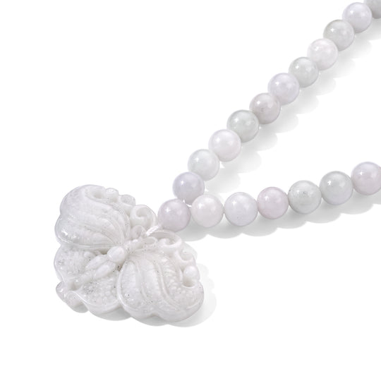 D'Joy  EXTREM SELTEN Natürliche Weiße Jade Halskette ca. 45 cm 925 Silber Rhodiniert ca. 330.00 ct