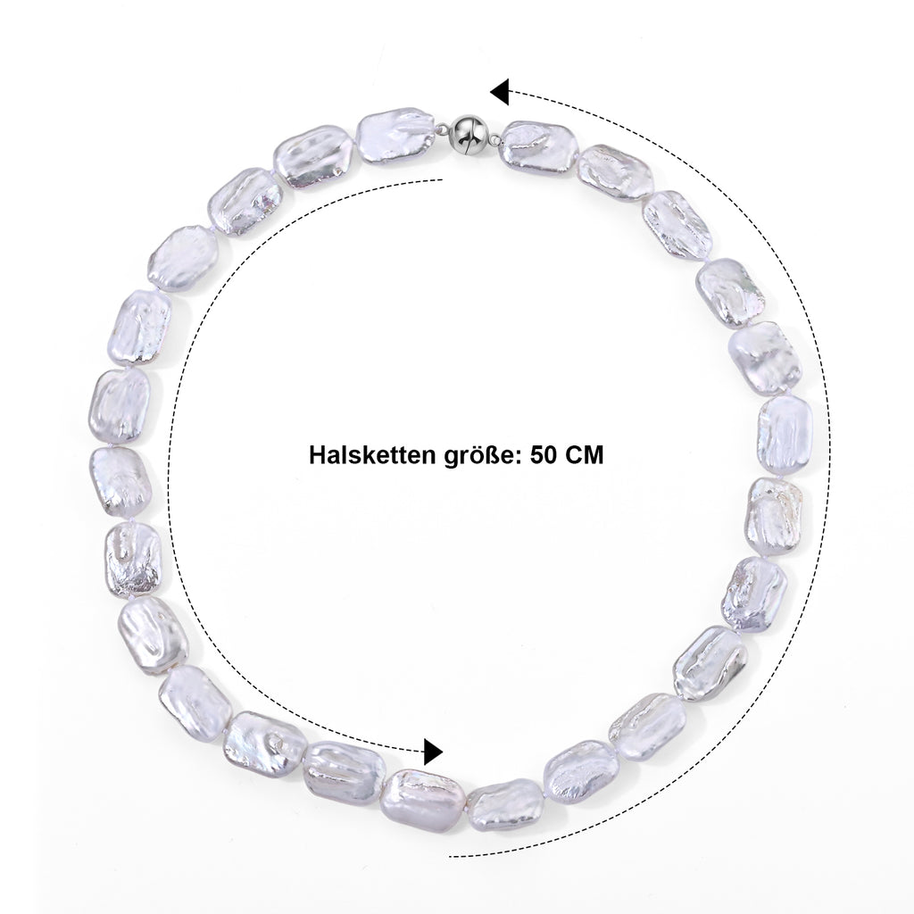 Weiße Keshi Perle Halskette ca. 50 cm 316L Edelstahl (10-15 Werktage Lieferzeit)