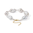 D'Joy Weiße Barockperle, Zhuji Akoya-Perle (4-5mm) Armband ca. 20 cm 925 Silber Vergoldet