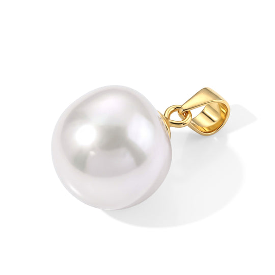 D'Joy Weiße Edison Perle (12-13 mm) Anhänger 925 Silber Vergoldet