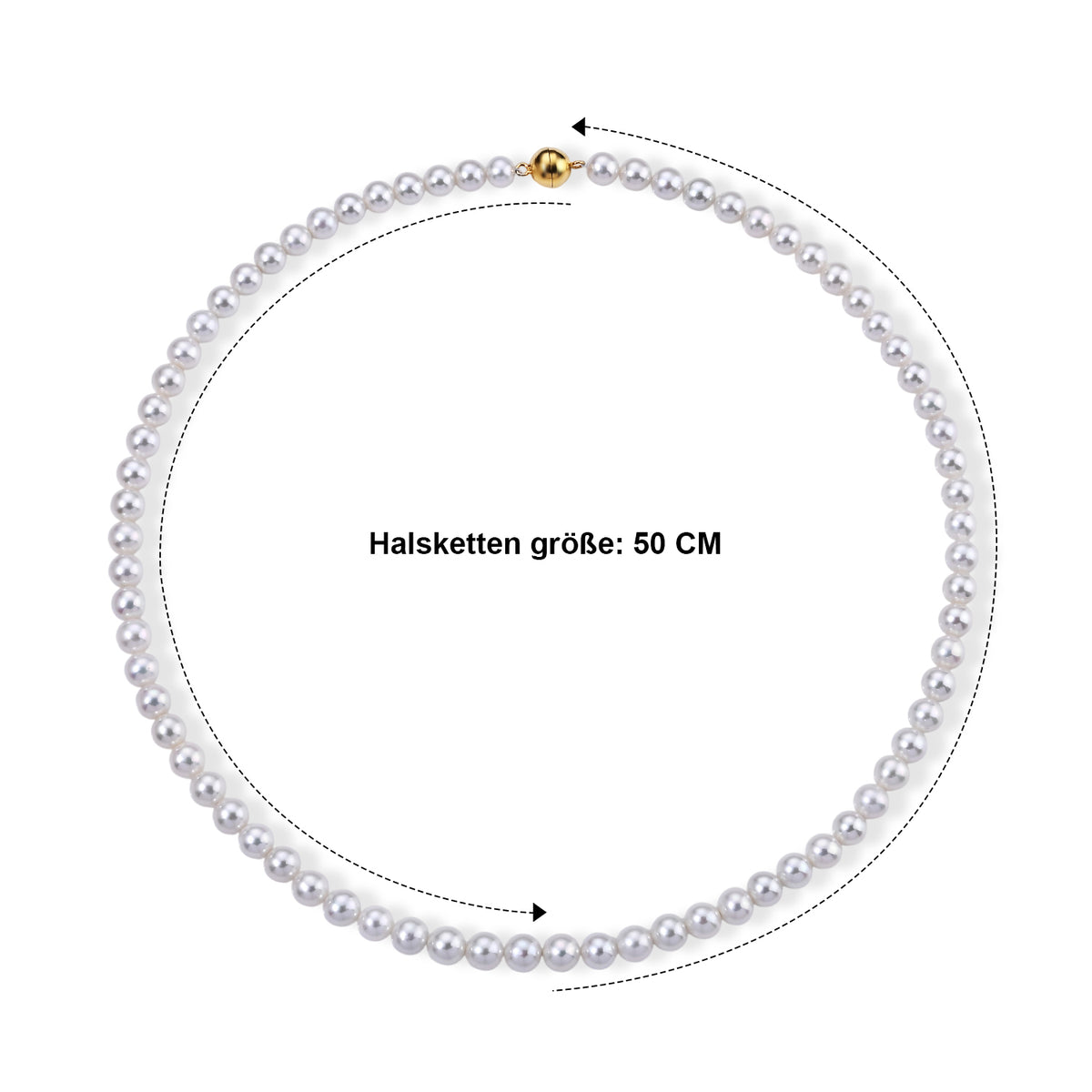 AAAA Zhuji Akoya-Perle (6-7 mm) Halskette ca. 50 cm 925 Silber Vergoldet