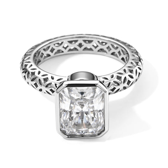 D'Joy Moissanit Ring 925 Silber Rhodiniert (Größe 17.00) ca. 3,57 ct