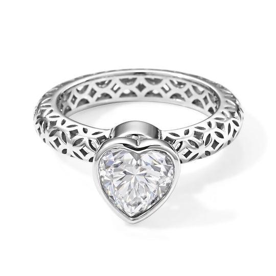 D'Joy Moissanit Ring 925 Silber Rhodiniert (Größe 21.00) ca. 1,98 ct