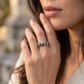 EVER TRUE AA London Blau Topas, Weißer Diamant Ring Reine Bronze (Größe 17.00) ca. 1,37 ct