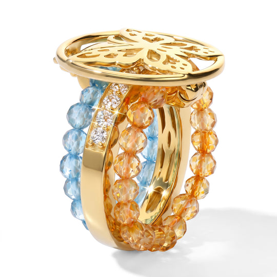 EVER TRUE Citrin, Himmelblauer Topas Ring Nickelfreies Messing (Größe 16.00) ca. 9,56 ct