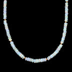 D'Joy Natürlicher, äthiopischer Welo Opal Halskette ca. 45 cm 925 Silber 750 Gelbgold vermeil (08-10 Werktage Lieferzeit) ca. 30,00 ct.