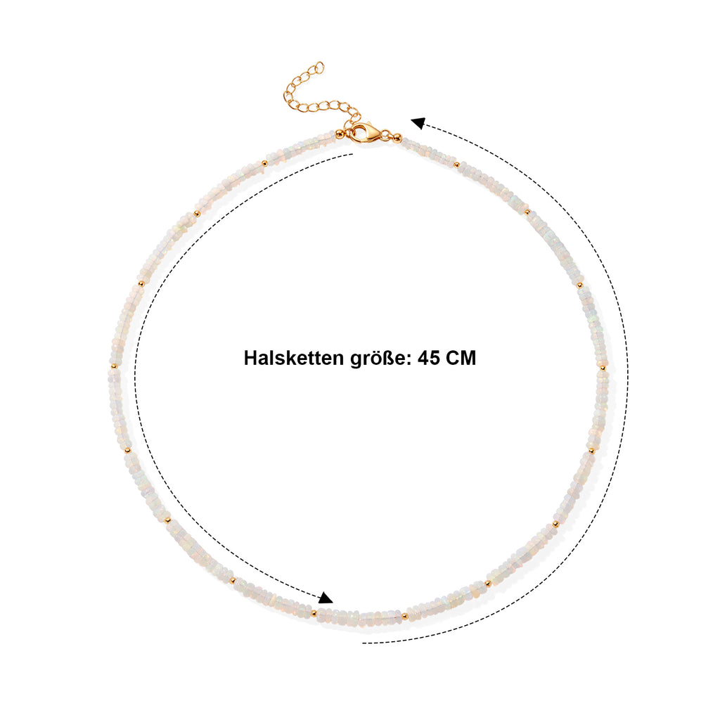 D'Joy Natürlicher, äthiopischer Welo Opal Halskette ca. 45 cm 925 Silber 750 Gelbgold vermeil (08-10 Werktage Lieferzeit) ca. 30,00 ct.