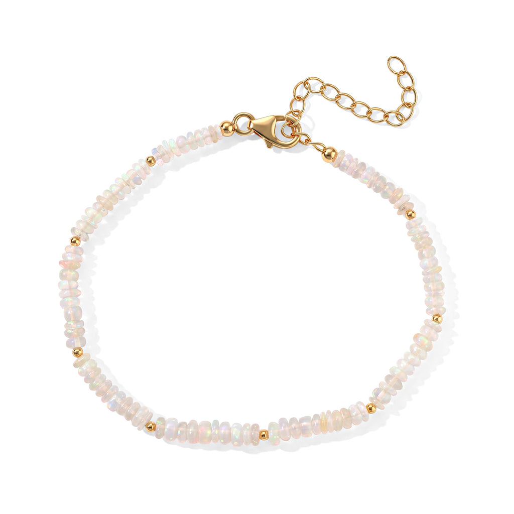 D'Joy Natürlicher, äthiopischer Welo Opal Armband ca. 19 cm 925 Silber 750 Gelbgold vermeil (08-10 Werktage Lieferzeit) ca. 12,00 ct.