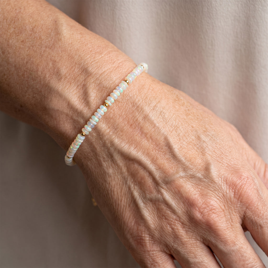 D'Joy Natürlicher, äthiopischer Welo Opal Armband ca. 19 cm 925 Silber 750 Gelbgold vermeil (08-10 Werktage Lieferzeit) ca. 12,00 ct.