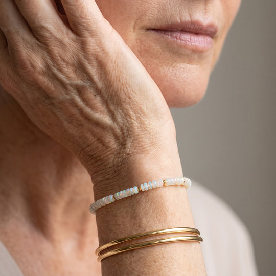D'Joy Natürlicher, äthiopischer Welo Opal Armband ca. 19 cm 925 Silber 750 Gelbgold vermeil (08-10 Werktage Lieferzeit) ca. 12,00 ct.