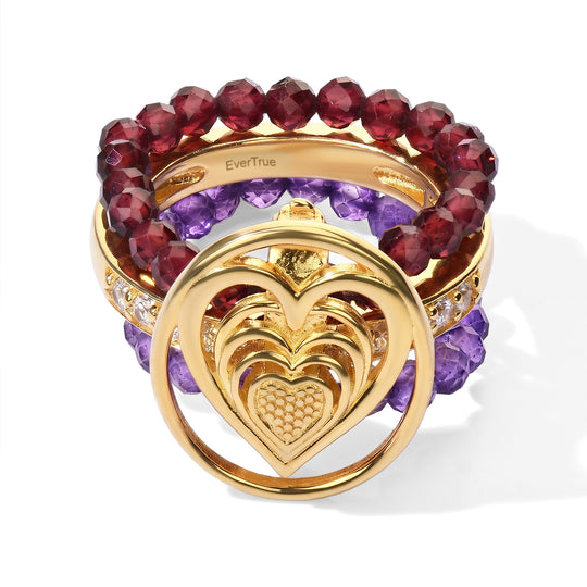 EVER TRUE Roter Granat, Afrikanischer Amethyst Ring Nickelfreies Messing (Größe 17.00) ca. 9,95 ct