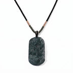 Moosachat flexible 66cm Halskette mit geschnitztem Phönix und Baumwollkordel - 76,50 ct.