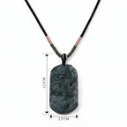 Moosachat flexible 66cm Halskette mit geschnitztem Phönix und Baumwollkordel - 76,50 ct.