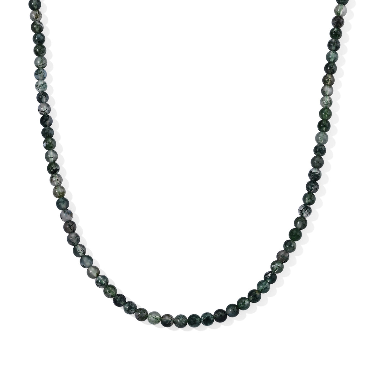 Moosachat Halskette ca. 45 cm 316L Edelstahl ca. 90,00 ct.