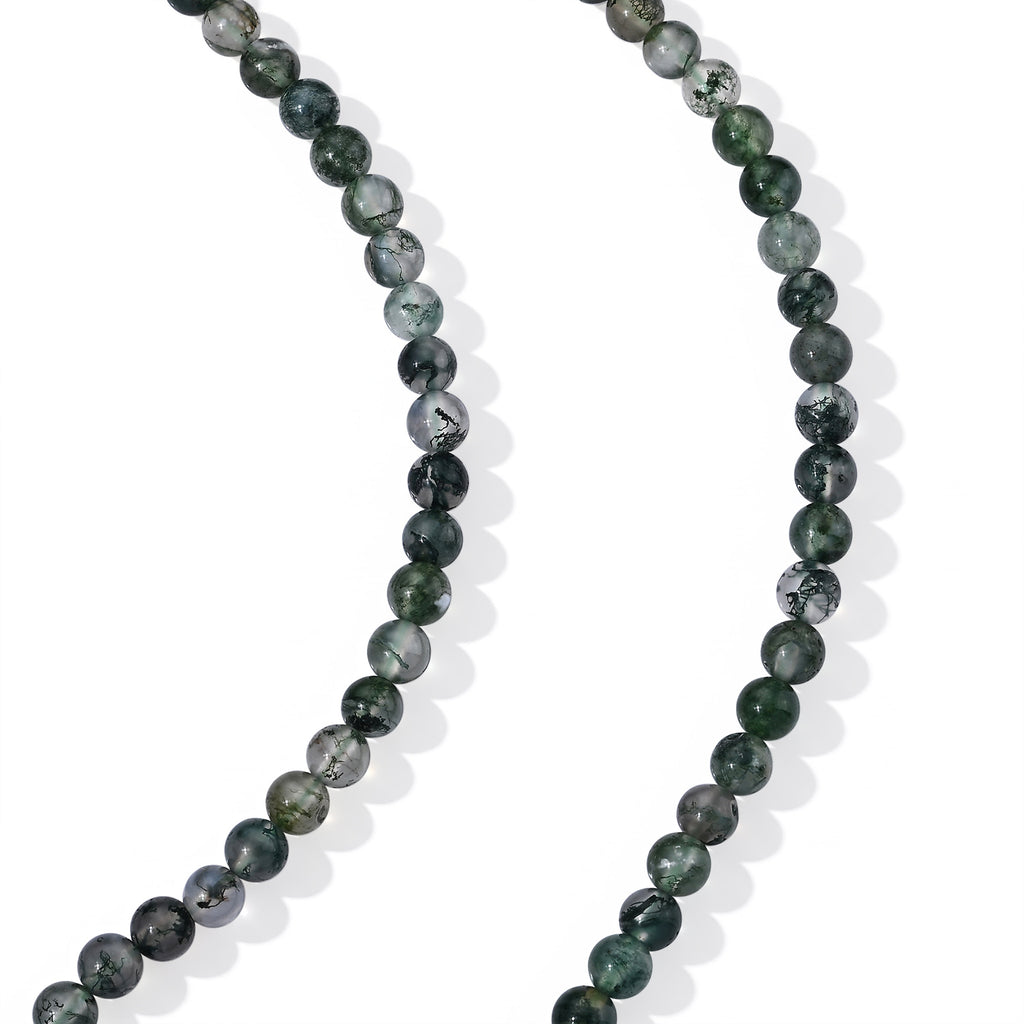 Moosachat Halskette ca. 45 cm 316L Edelstahl ca. 90,00 ct.