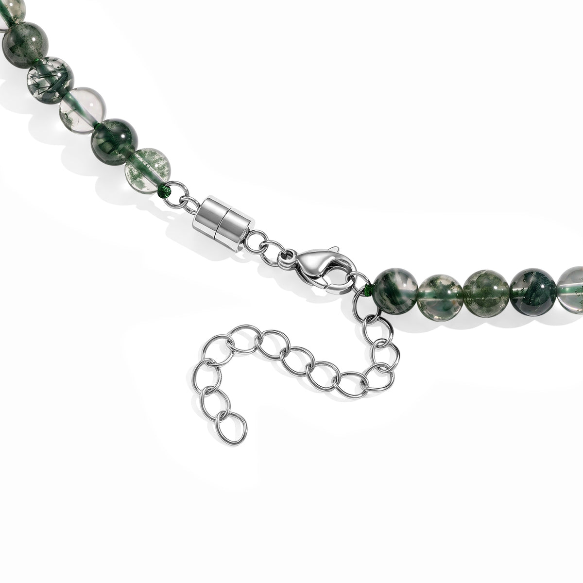 Moosachat Halskette ca. 45 cm 316L Edelstahl ca. 90,00 ct.