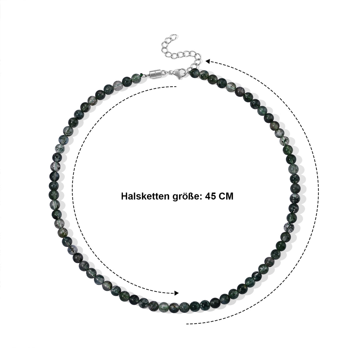 Moosachat Halskette ca. 45 cm 316L Edelstahl ca. 90,00 ct.