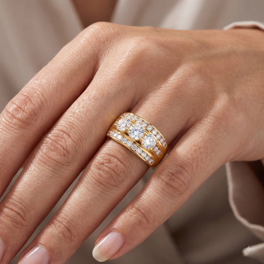 LUXURIANT DIAMOND - Lab Grown Diamant SI-GH Ring 925 Silber 750 Gelbgold vermeil (Größe 17.00) ca. 3,00 ct