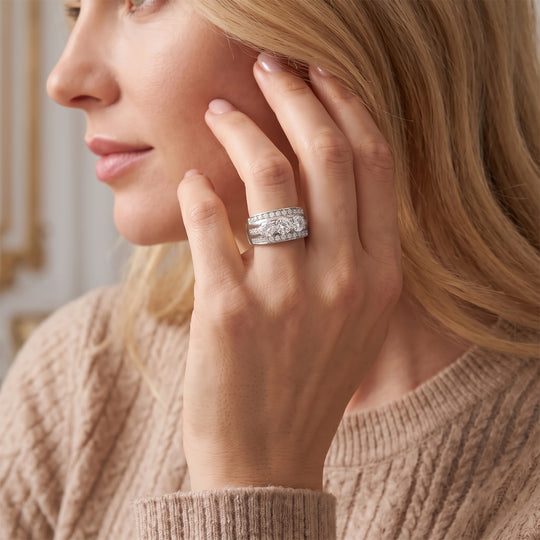LUXURIANT DIAMOND -  Lab Grown Diamant SGL zertifiziert SI-GH Ring 925 Silber Rhodiniert (Größe 23.00)   (9-15 Werktage Lieferzeit) ca. 3.00 ct