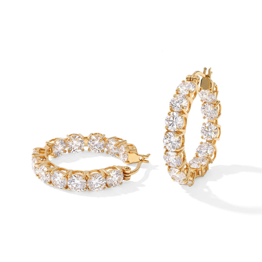D'Joy Moissanit Ohrringe 925 Silber 750 Gelbgold vermeil ca. 10.80 ct