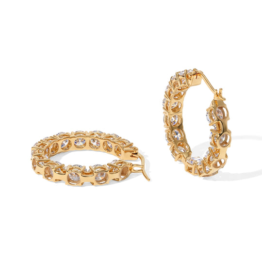 D'Joy Moissanit Ohrringe 925 Silber 750 Gelbgold vermeil ca. 10.80 ct