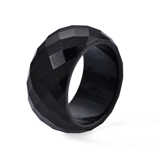 Schwarzer Jadeit Ring (Größe 16.00) ca. 30,00 ct.