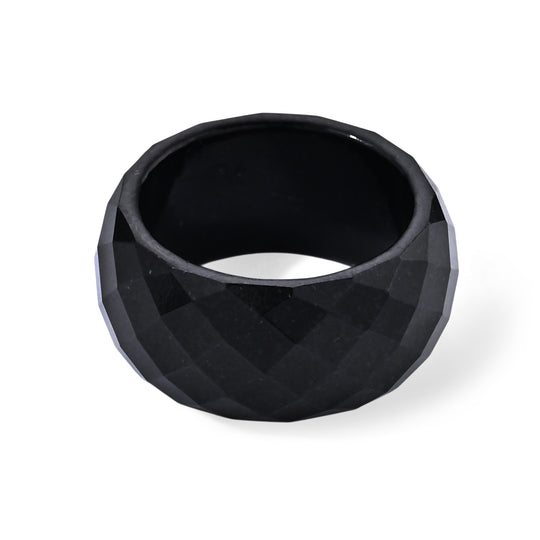 Schwarzer Jadeit Ring (Größe 16.00) ca. 30,00 ct.