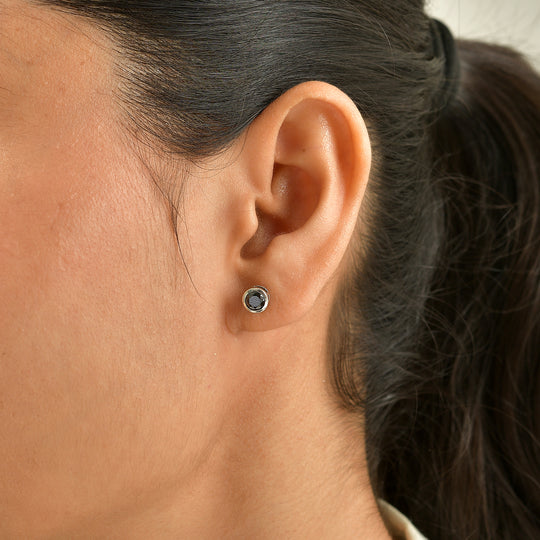 D'Joy Schwarzer Moissanit Ohrringe 925 Silber 750 Gelbgold vermeil ca. 0.88 ct