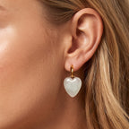 Weiße Jade Ohrringe 925 Silber Vergoldet ca. 45,00 ct.