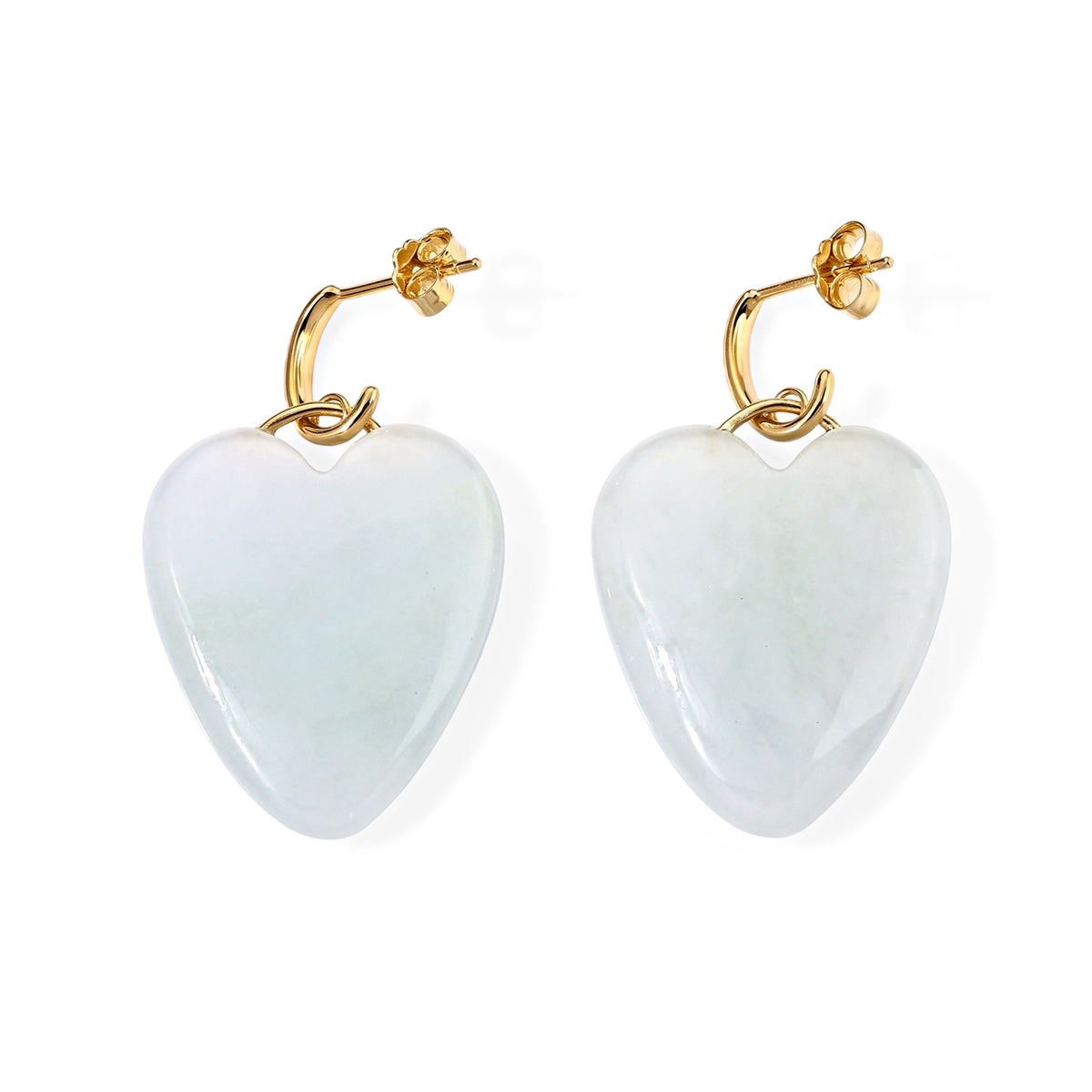 Weiße Jade Ohrringe 925 Silber Vergoldet ca. 45,00 ct.