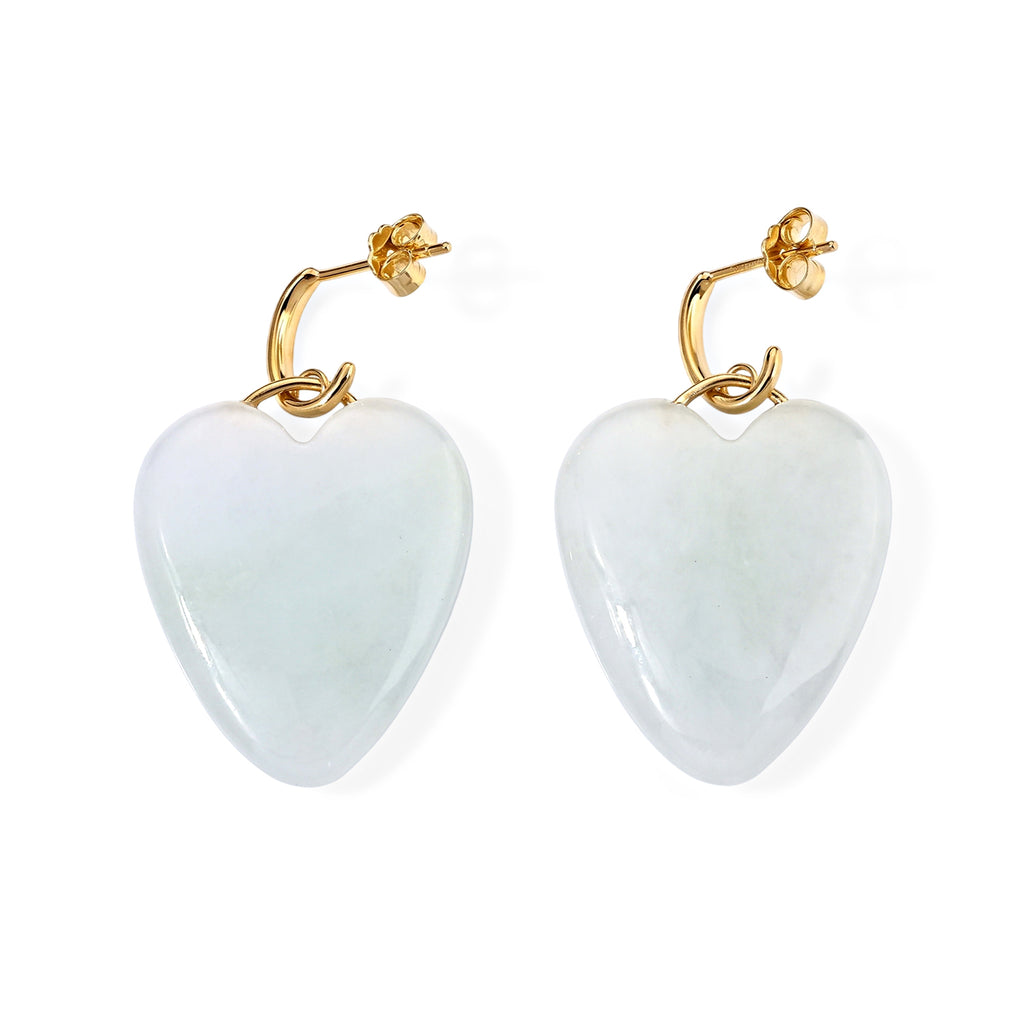 Weiße Jade Ohrringe 925 Silber Vergoldet ca. 45,00 ct.