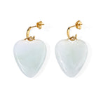 Weiße Jade Ohrringe 925 Silber Vergoldet ca. 45,00 ct.