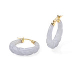 Weiße Jade Ohrringe 925 Silber Vergoldet ca. 25,00 ct.
