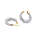 Weiße Jade Ohrringe 925 Silber Vergoldet ca. 25,00 ct.