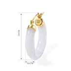 Weiße Jade Ohrringe 925 Silber Vergoldet ca. 28,00 ct.