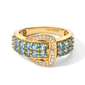 EVER TRUE AA Blauer Apatit, Weißer Zirkon Ring Reine Bronze (Größe 17.00) ca. 1,54 ct