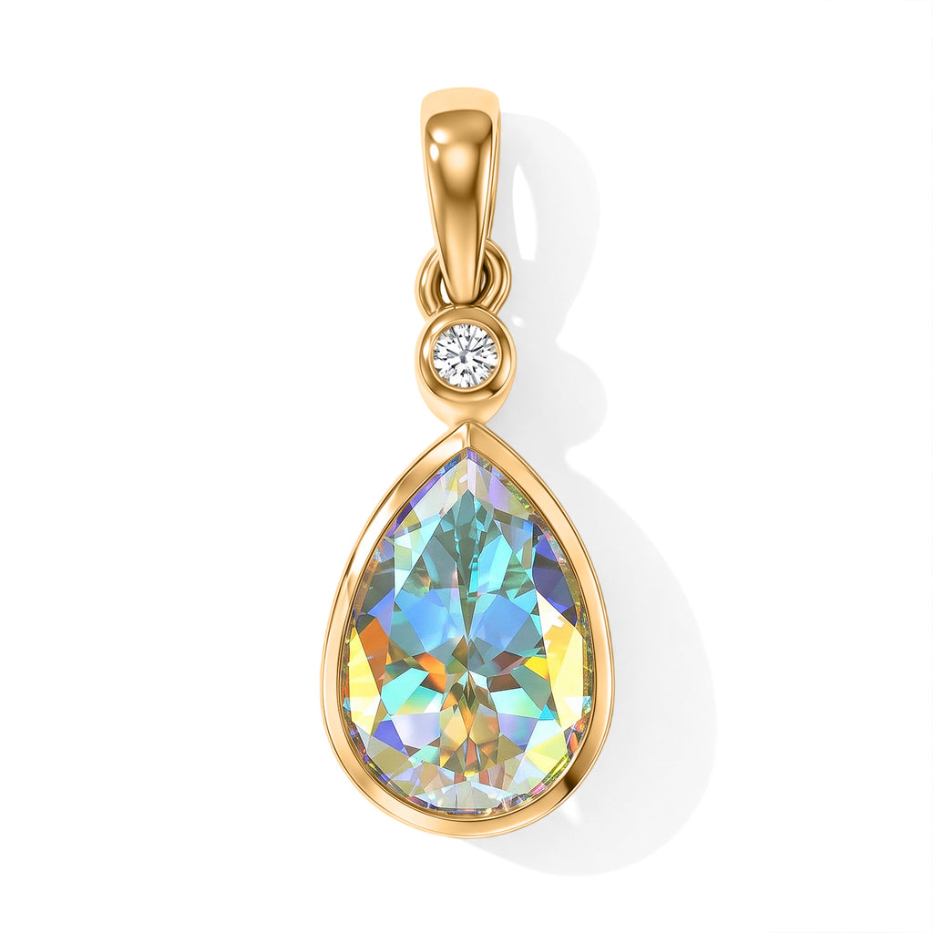D'Joy Merkur mystischer Topas, Weißer Diamant Anhänger 925 Silber 750 Vergoldet ca. 3,52 ct.