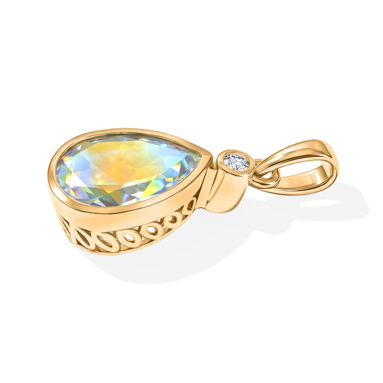 D'Joy Merkur mystischer Topas, Weißer Diamant Anhänger 925 Silber 750 Vergoldet ca. 3,52 ct.