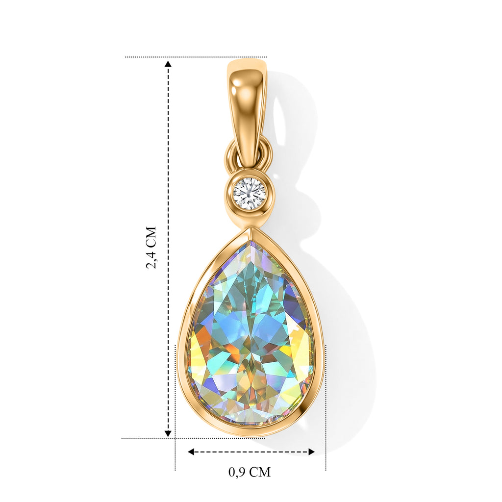 D'Joy Merkur mystischer Topas, Weißer Diamant Anhänger 925 Silber 750 Vergoldet ca. 3,52 ct.