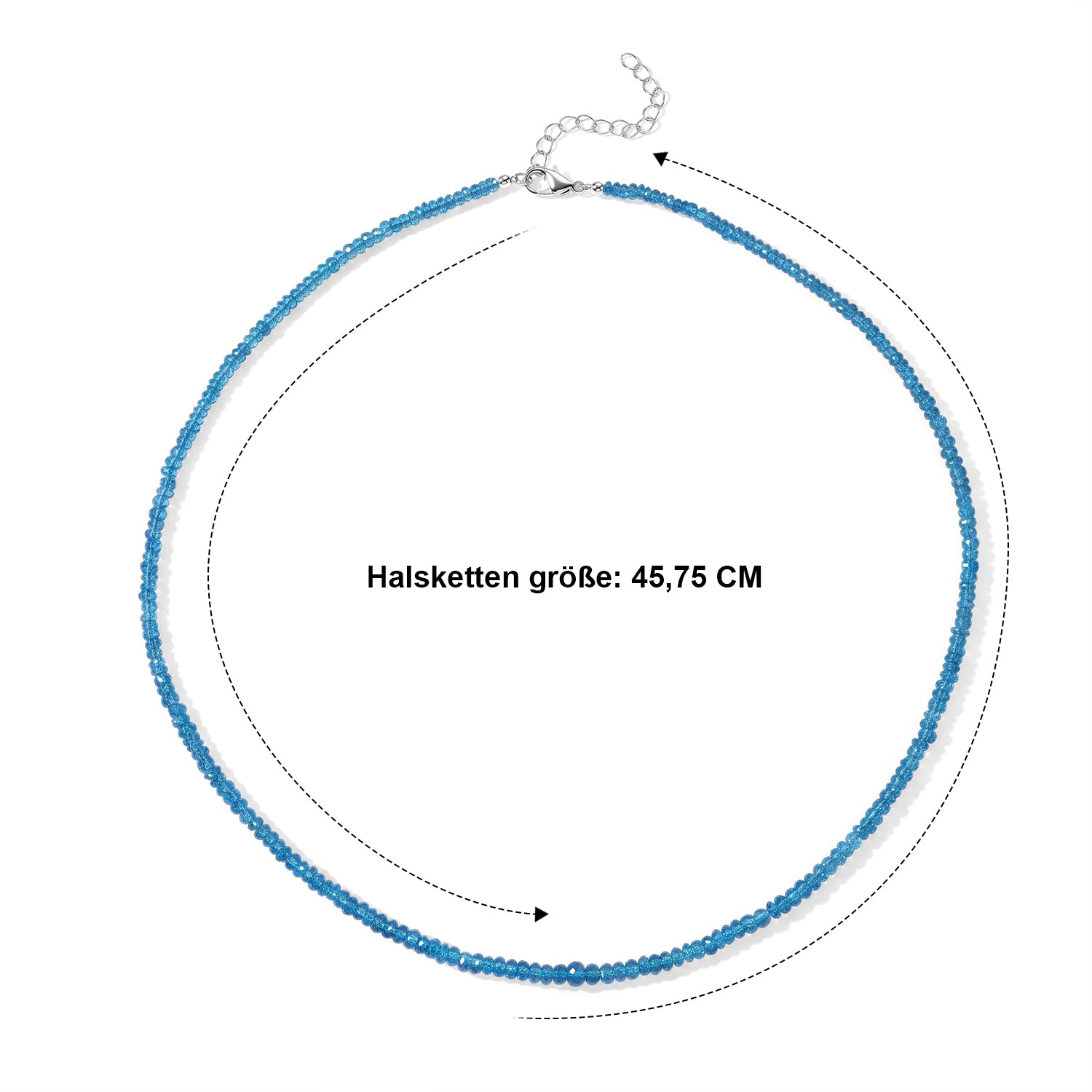 D'Joy AAA Neon Apatit Halskette ca. 45 cm 925 Silber Rhodiniert (08-10 Werktage Lieferzeit) ca. 48,00 ct.
