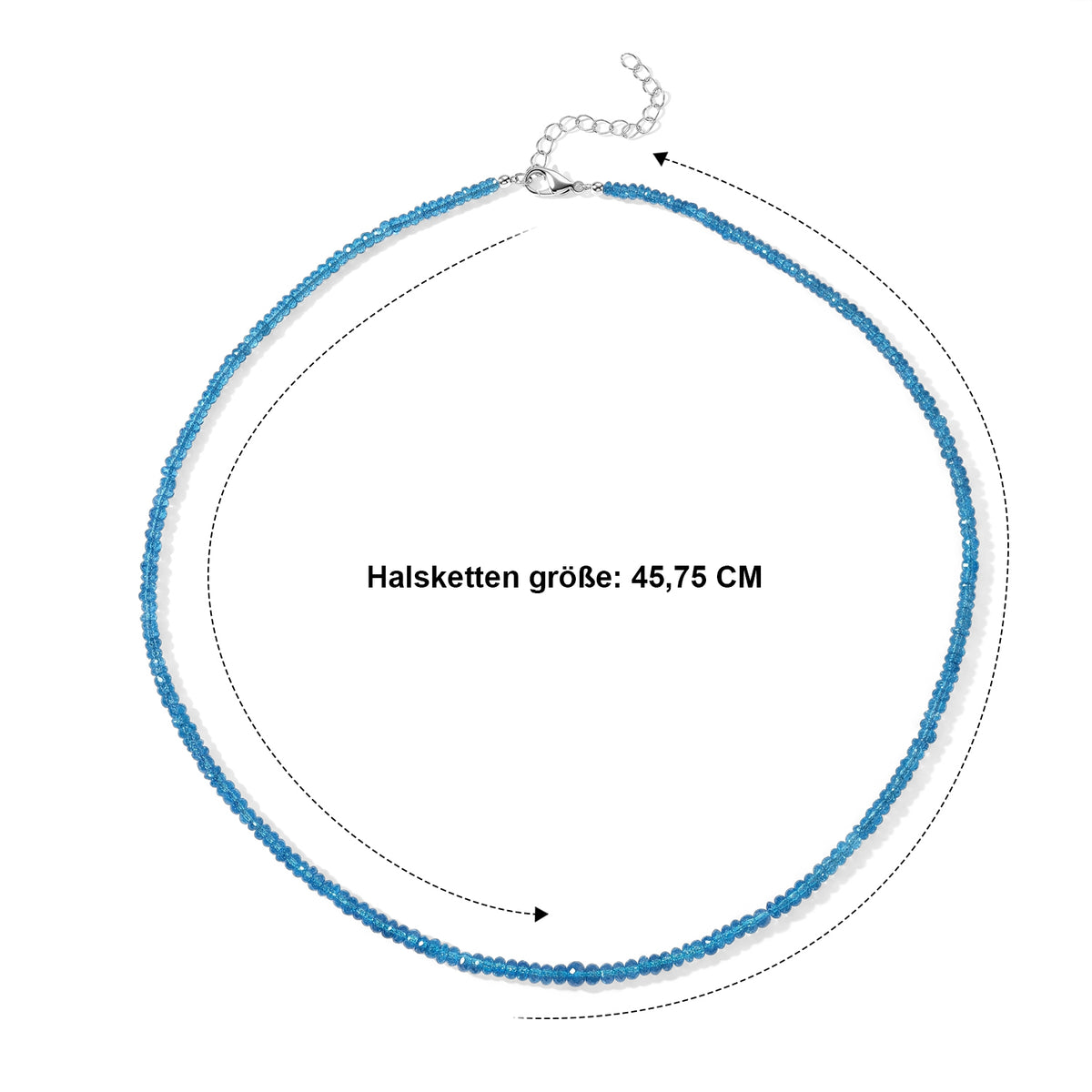 D'Joy 48 ct. AAA Neon Apatit 45+5cm Halskette, 925 Silber rhodiniert