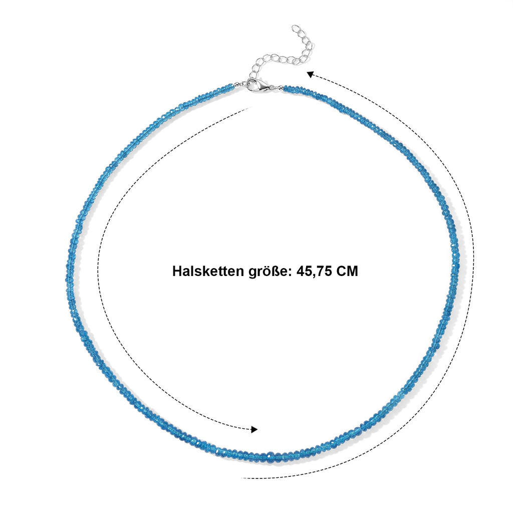 D'Joy 48 ct. AAA Neon Apatit 45+5cm Halskette, 925 Silber rhodiniert