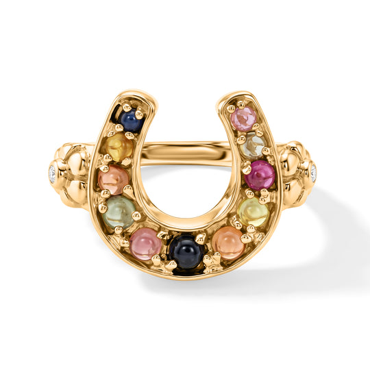 GP Trionfo Glücksbringer Kollektion D'Joy AA Mehrfarbig Saphir Ring 925 Silber 750 Vergoldet (Größe 21.00) ca. 1.01 ct