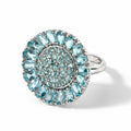 D'Joy Blauer Apatit Ring 925 Silber Rhodiniert (Größe 17.00) ca. 6,26 ct