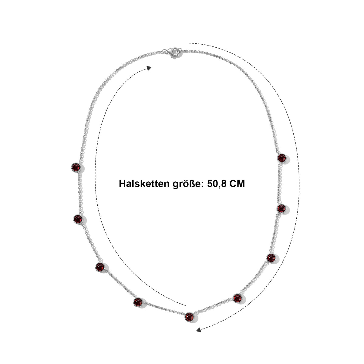 EVER TRUE Mosambik Granat Halskette ca. 50 cm 316L Edelstahl ca. 7,53 ct.