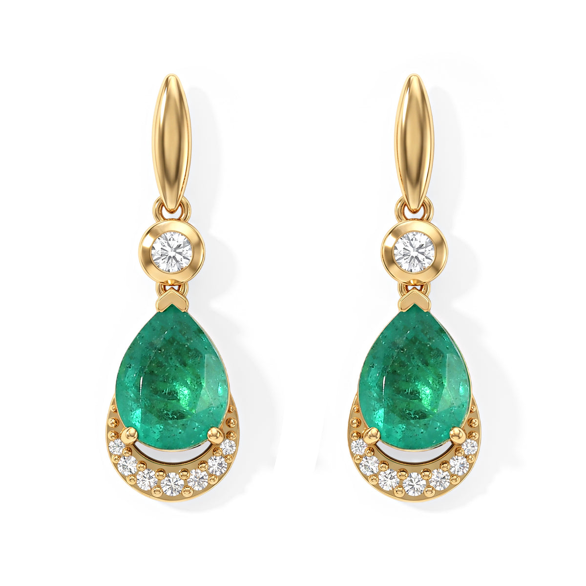EVER TRUE Smaragd-Quarz Triplette, Weißer Zirkon Ohrringe Reine Bronze ca. 4,37 ct.