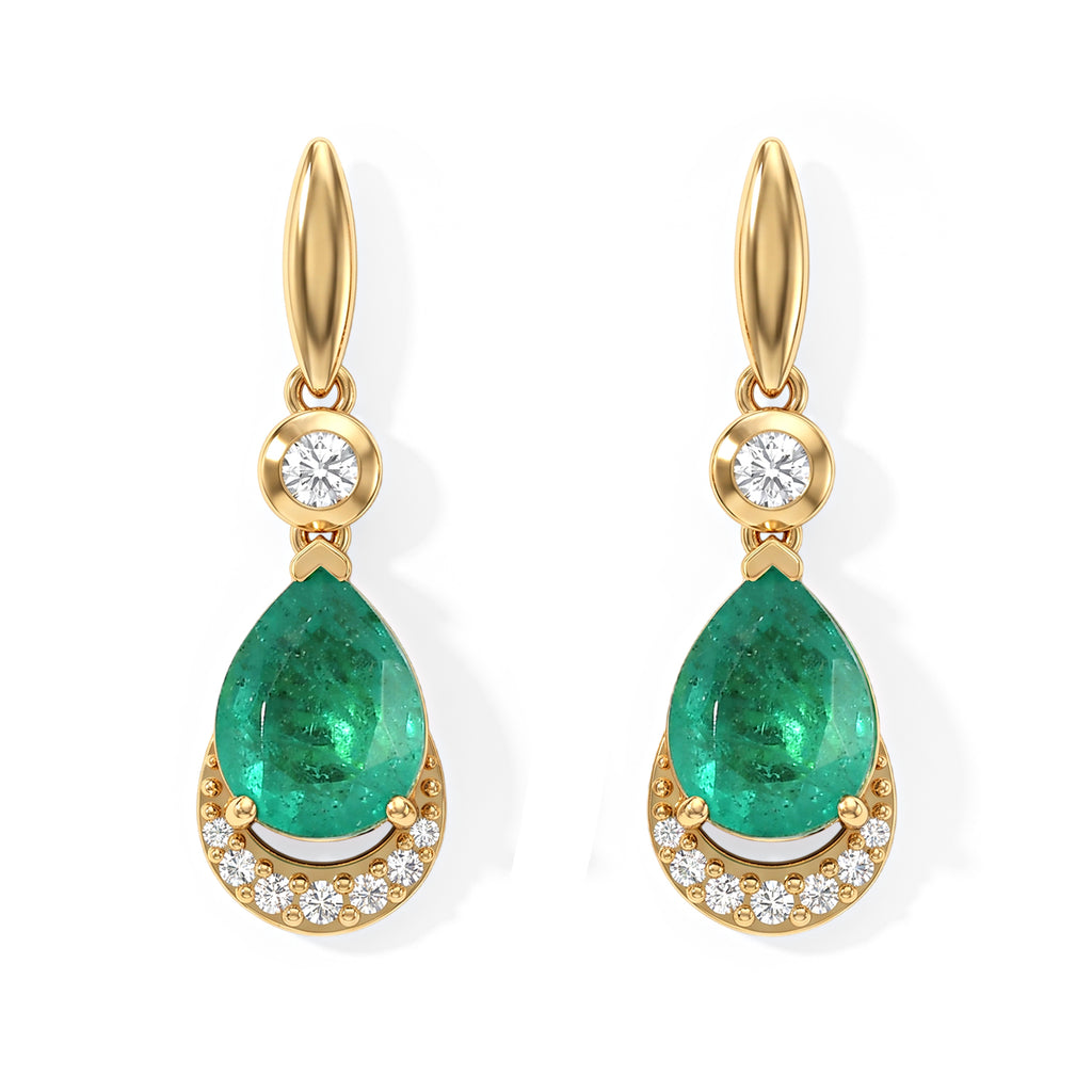 EVER TRUE Smaragd-Quarz Triplette, Weißer Zirkon Ohrringe Reine Bronze ca. 4,37 ct.