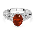 Mexikanischer Feuer opal und Zirkon Ring 925 Silber platiniert (Größe 16.00) ca. 2,30 ct