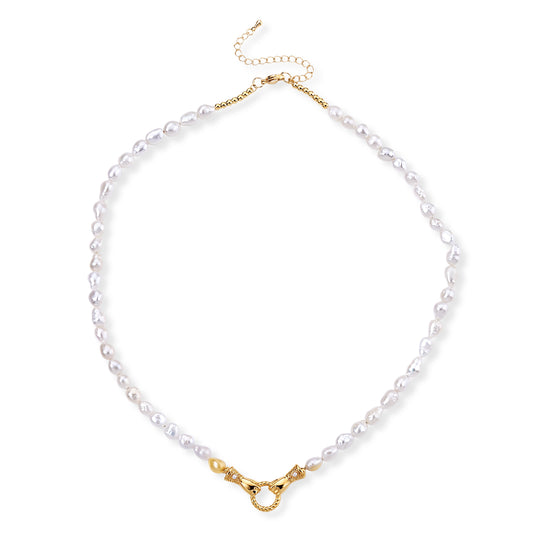 Hämatit, Weiße Süßwasser Perle (3-5mm) Halskette (4-5 Werktage Lieferzeit) ca. 45 cm Nickelfreies Messing 15.01 ct