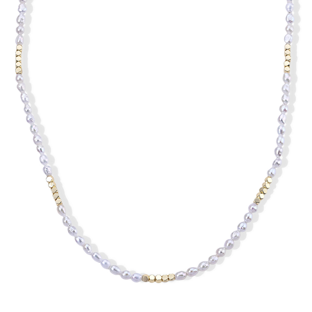 Hämatit, Weiße Süßwasser Perle Halskette (4-5 Werktage Lieferzeit) ca. 45 cm Nickelfreies Messing 15.01 ct
